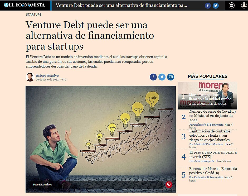 Venture Debt puede ser una alternativa de financiamiento para startups